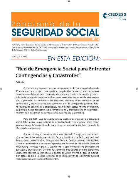 "Red de Emergencia Social para Enfrentar Contingencias y Catástrofes"