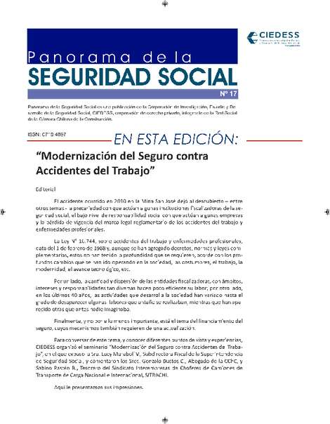 "Modernización del Seguro contra Accidentes del Trabajo"