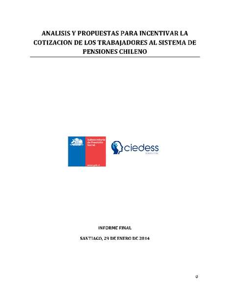 Análisis y Propuesta para Reducir la Evasión, Subdeclaración y la Cobranza Judicial de la Cotización Previsional