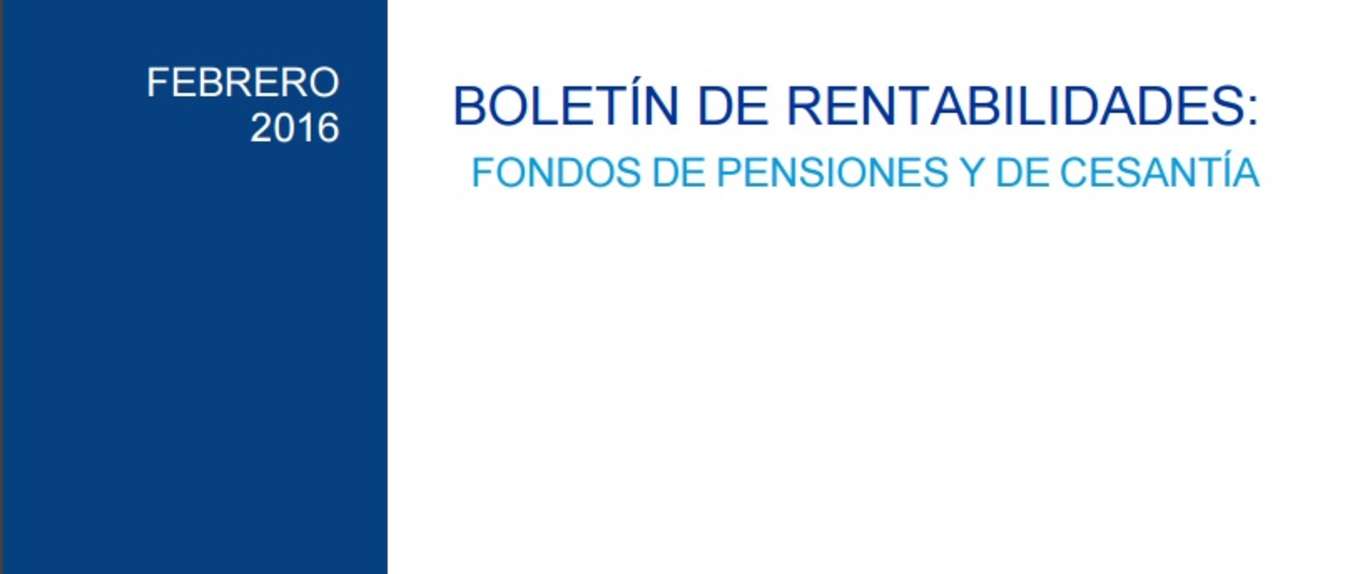 Boletín de Rentabilidades: Fondos de Pensiones y de Cesantía, Febrero 2016