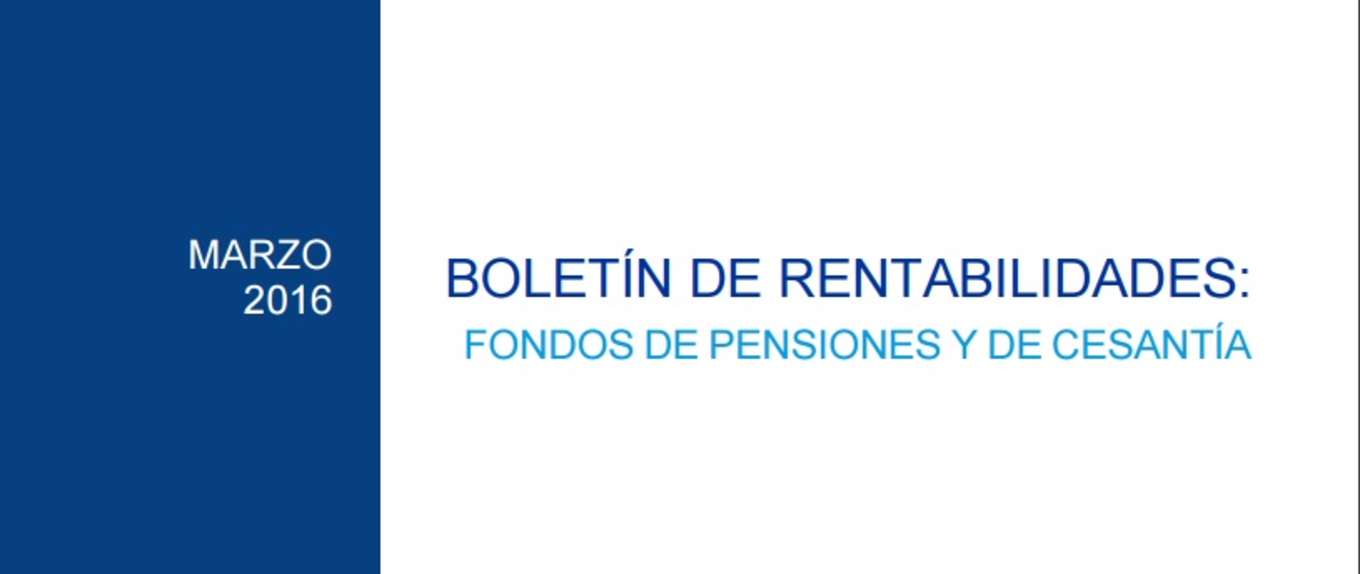 Boletín de Rentabilidades: Fondos de Pensiones y de Cesantía, Marzo 2016 Boletín de Rentabilidades: Fondos de Pensiones y de Cesantía, Marzo 2016