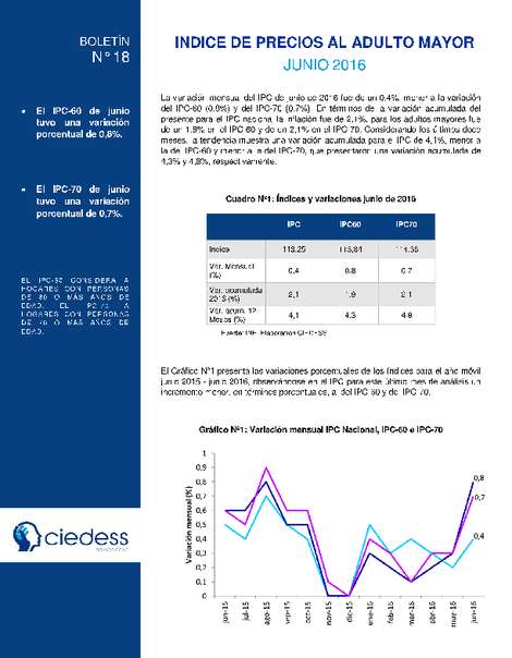 IPC Adulto Mayor, Junio 2016