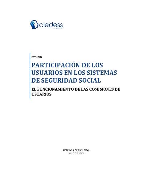 Participación de los usuarios en los Sistemas de Seguridad Social: el funcionamiento de las Comisiones de Usuarios