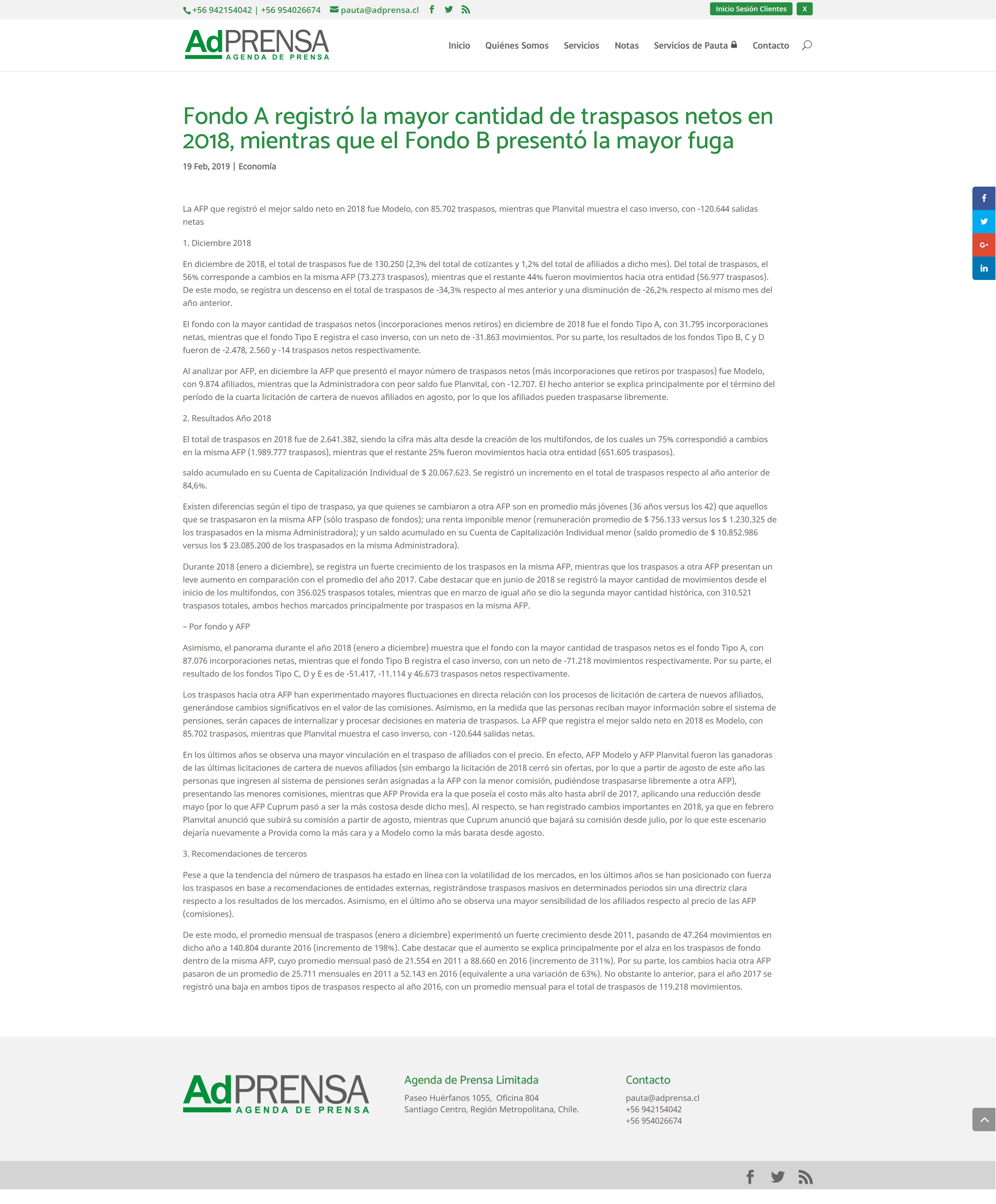 Traspaso de AFP Traspaso de AFP