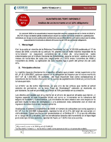 Aumento del tope imponible: Análisis del un incremento en el 10% obligatorio