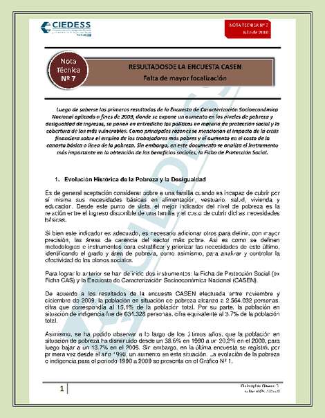 Resultados de la encuesta CASEN: Falta de mayor focalización