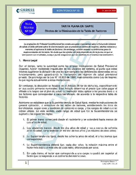 Tarifa plana en isapre: Efectos de la eliminación de la tabla de factores