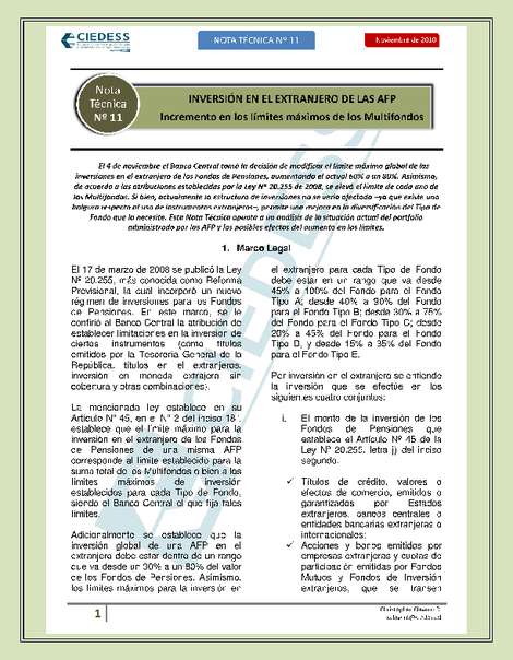 Inversión en el extranjero de las AFP: Incremento en los límites de los Multifondos