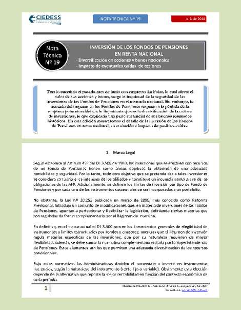 Inversión de los fondos de pensiones en Renta Nacional