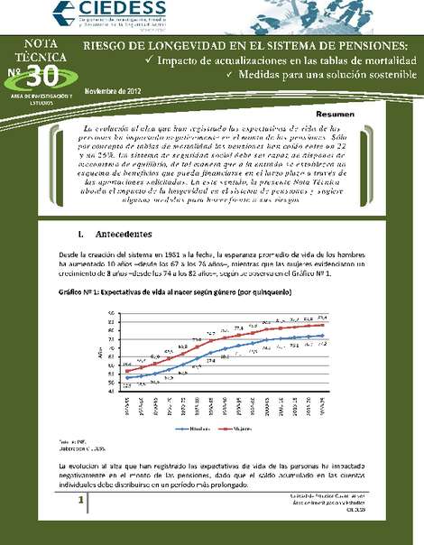 Riesgo de longevidad en el sistema de pensiones