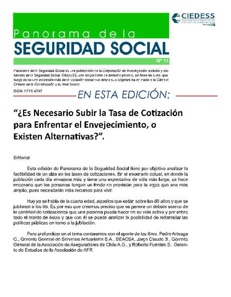 "¿Es Necesario Subir la Tasa de Cotización para Enfrentar el Envejecimiento, o Existen Alternativas?"